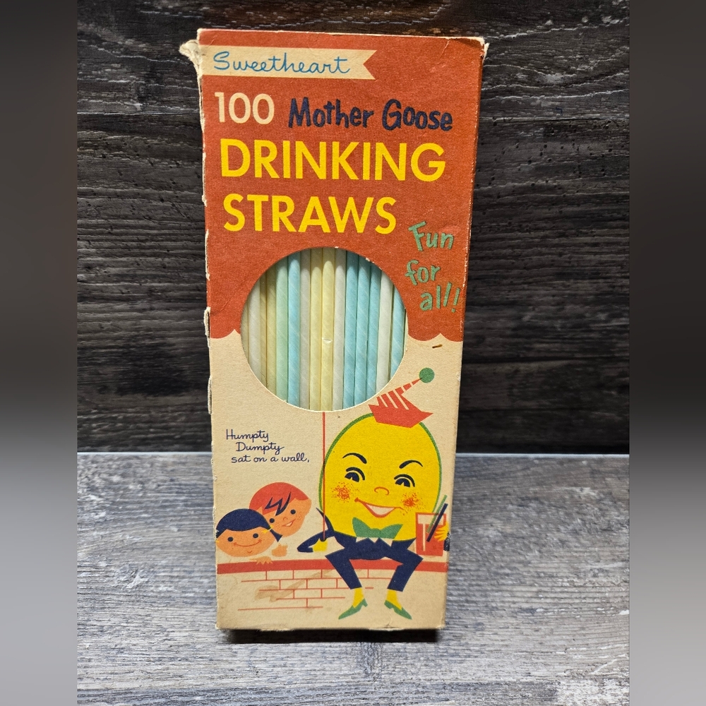 Vintage Sweetheart 100 count Mother Goose Drinking Straws NIB‎ Soda Fountain